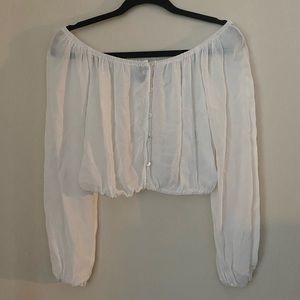 Reformation White Cropped Peasant Blouse